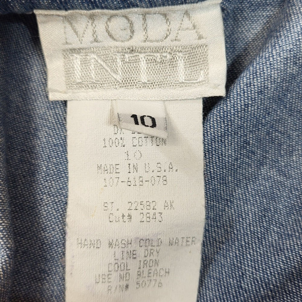 Moda International Denim Vintage Dress Womens Size 10 Blue Snowman Christmas USA - Picture 5 of 8